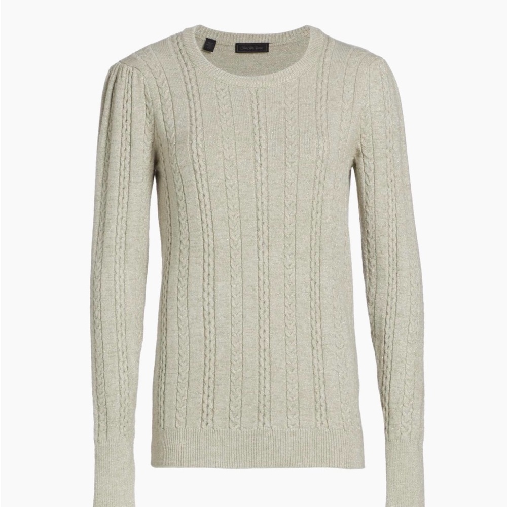 Saks Fifth Avenue COLLECTION Sparkle Cable-Knit Sweater in Oyster size Medium